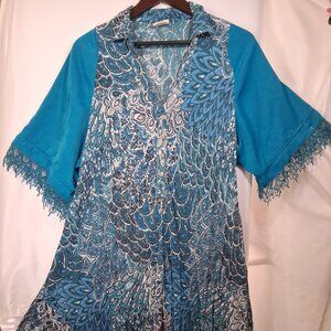 Exist Women's Aqua Patterned Dress Size XL